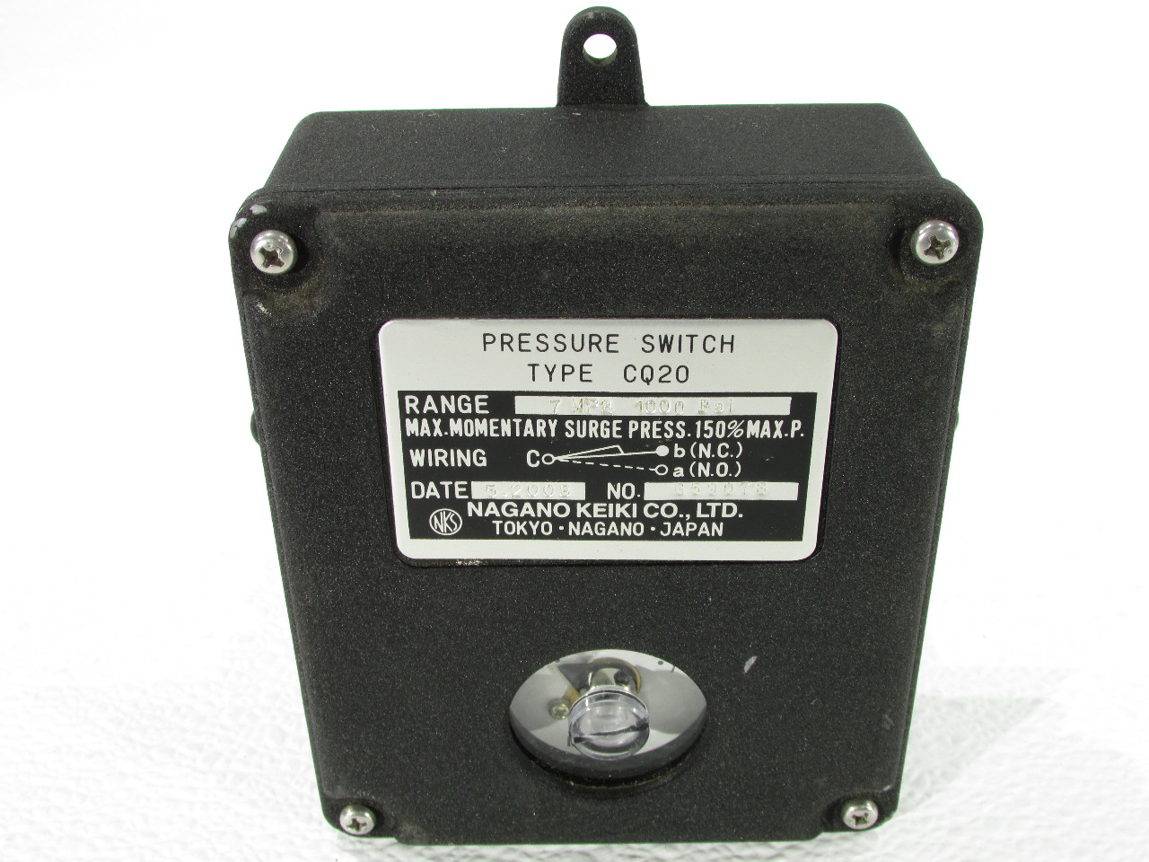 * NAGANO KEIKI CQ20 PRESSURE SWITCH Premier Equipment Solutions, Inc.