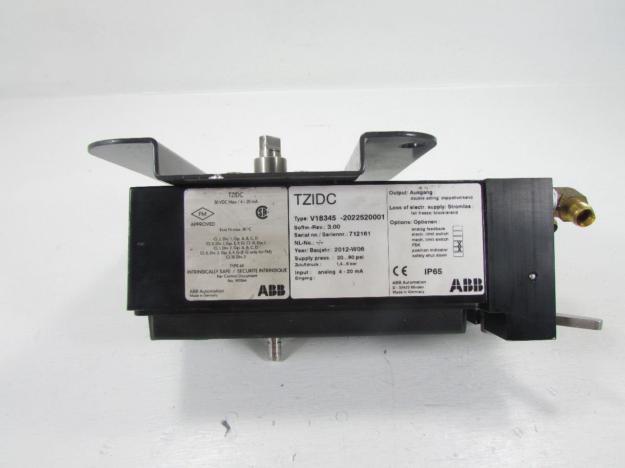ABB TZIDC V18345-2022520001 ELECTRO-PNEUMATIC POSITIONER | Premier