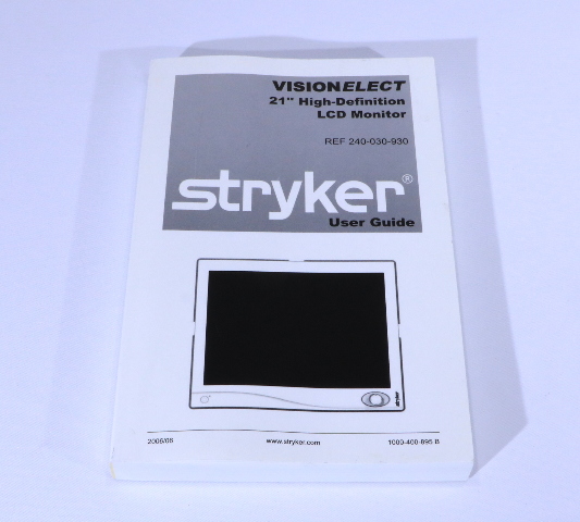 * STRYKER ENDOSCOPY 240-030-930 VISIONELECT 21" FLAT PANEL MONITOR USER GUIDE