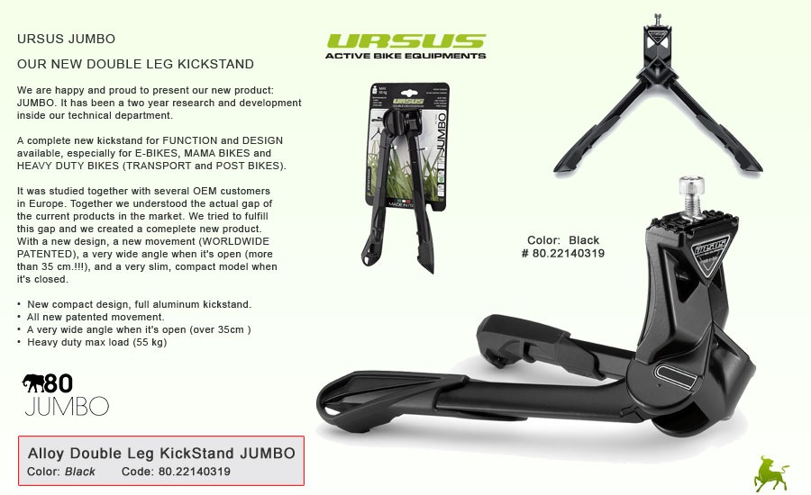 Ursus Alloy Jumbo Double Leg Kickstand Black