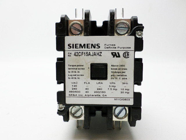 SIEMENS 42CF15AJAHZ Furnas Definite Purpose Contactor