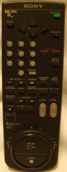 Sony RMT-V121C VCR Remote Control EDU1587