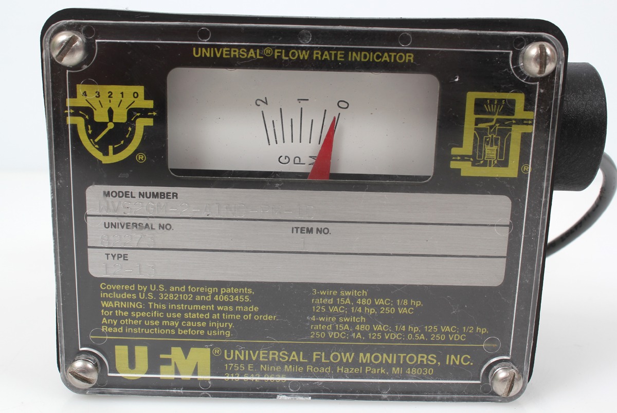 UFM Universal Flow Monitors Flow Rate Indicator 2 GPM WVS2GM2A1NDPM