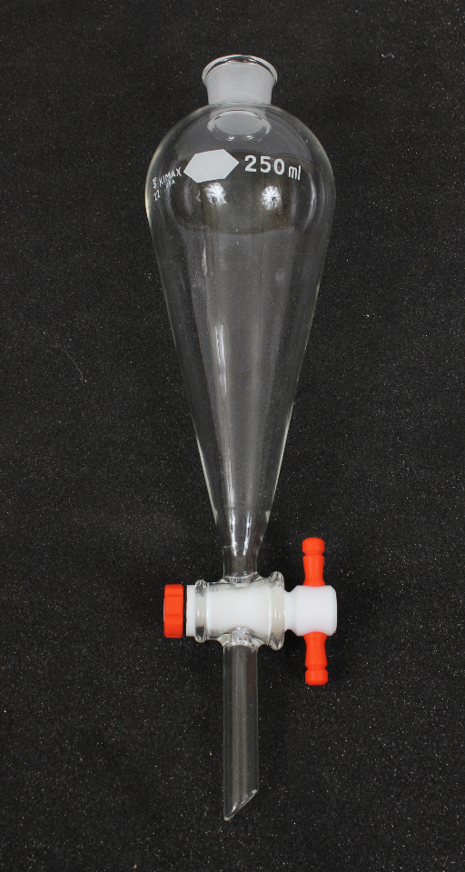 Kimble Kimax 250mL Squibb Separatory Funnel with PTFE Stopcock 29048F-250 ST0035239
