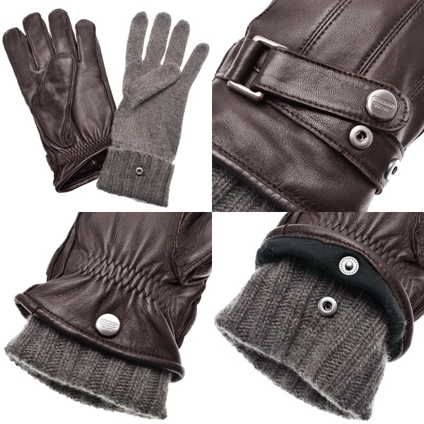 NEW Genuine COACH Gloves for Men * Brown Embossed Leather 3 in 1 * MSRP