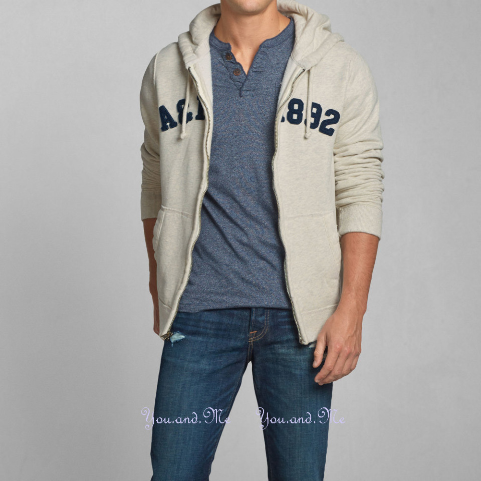 NEW ABERCROMBIE & FITCH MEN * A&F Wanika Falls Hoodie Zip Jacket LT