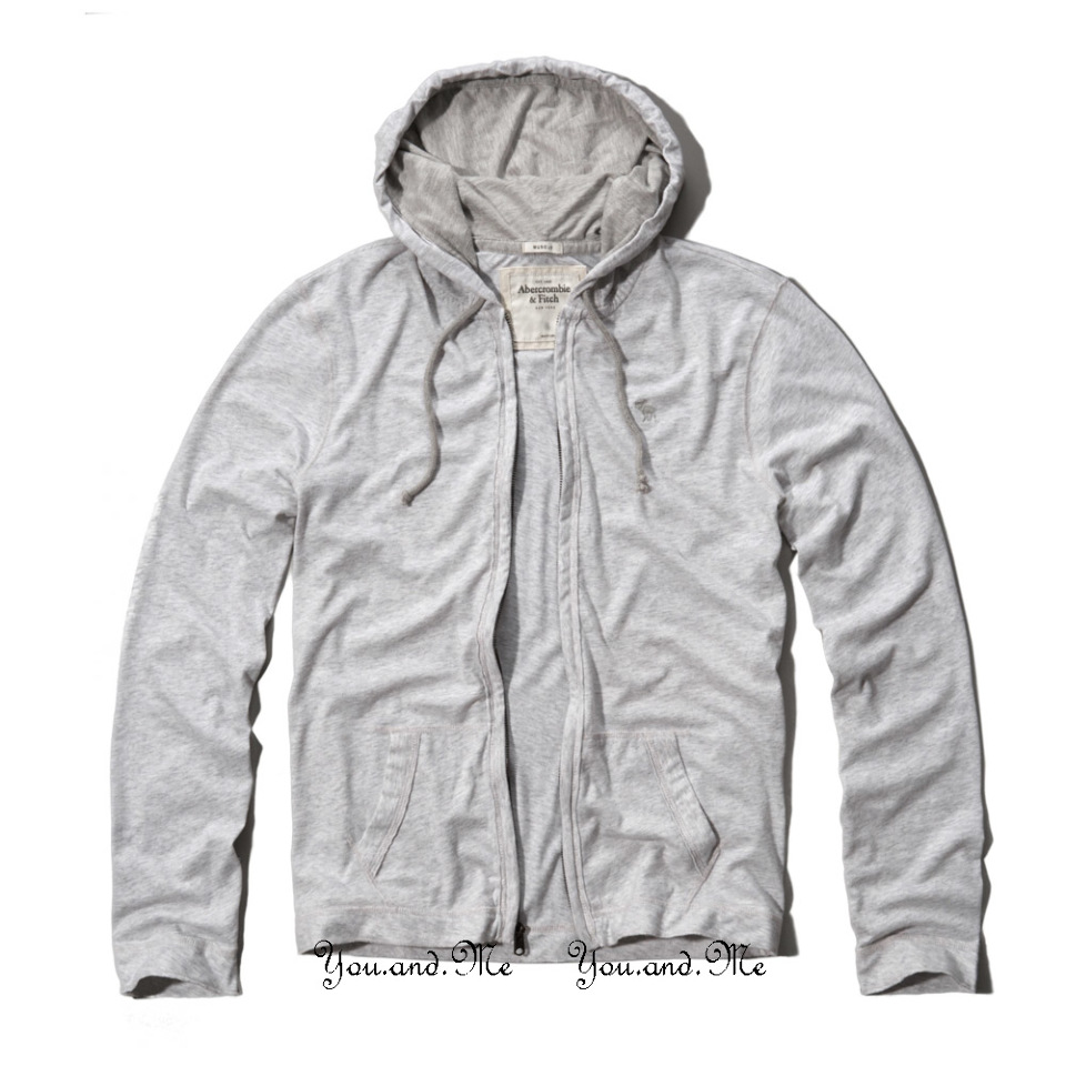 NEW ABERCROMBIE & FITCH MEN * A&F Light Weight Zip Hoodie Tee Jacket
