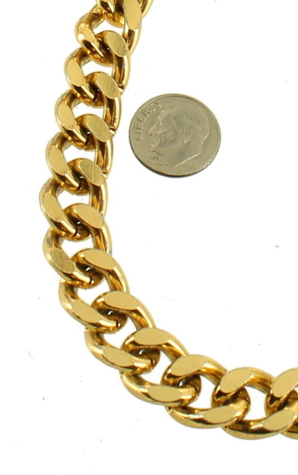 VINTAGE HEAVY CURB LINK GOLD TONE CHAIN LINK NECKLACE 36" COOL 1970'S