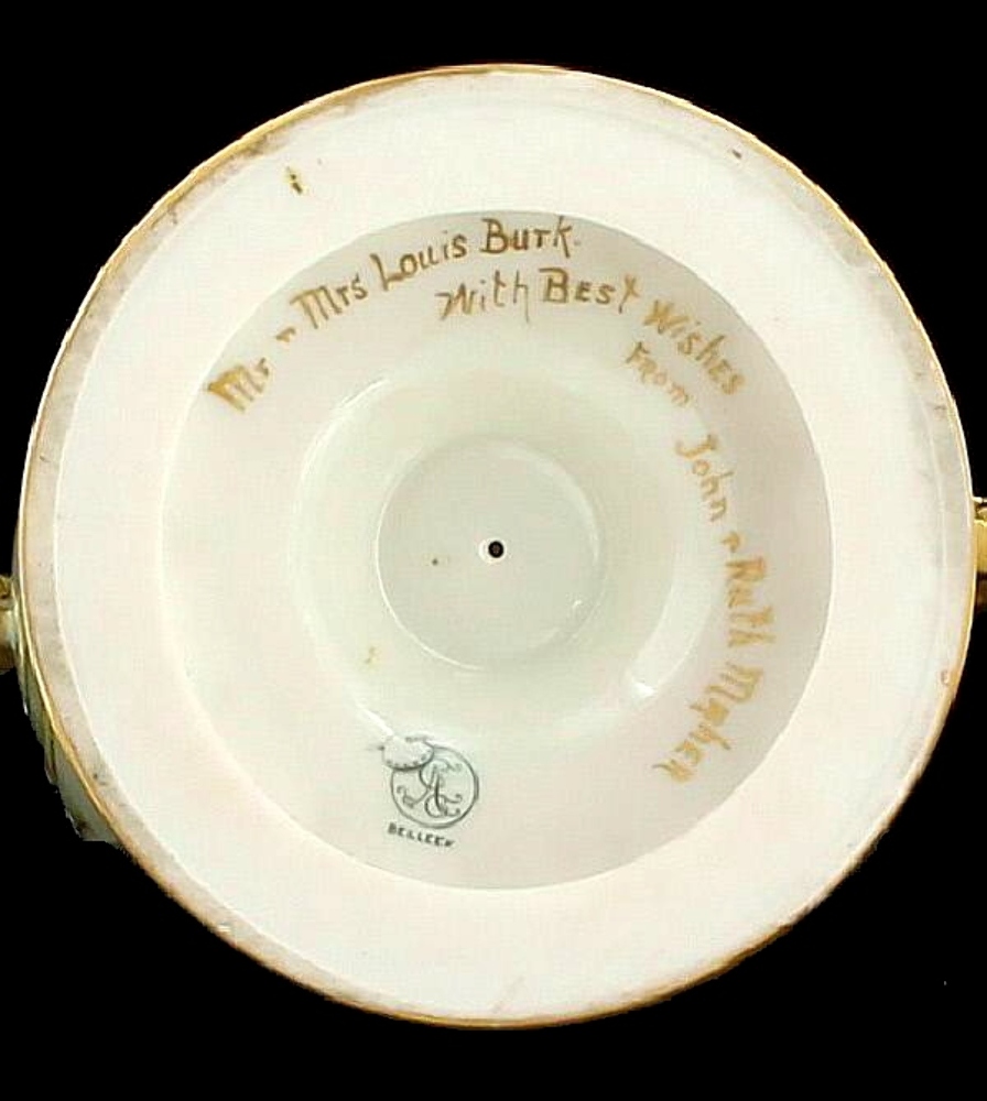 ANTIQUE CAC AMERICAN BELLEEK HAND PAINTED PORTRAIT ANGELS VASES URNS