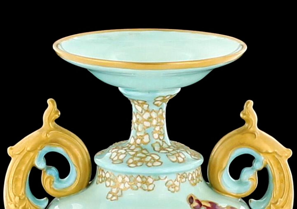 ANTIQUE CAC AMERICAN BELLEEK HAND PAINTED PORTRAIT ANGELS VASES URNS