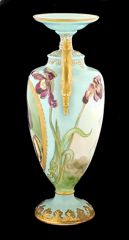 ANTIQUE CAC AMERICAN BELLEEK HAND PAINTED PORTRAIT ANGELS VASES URNS