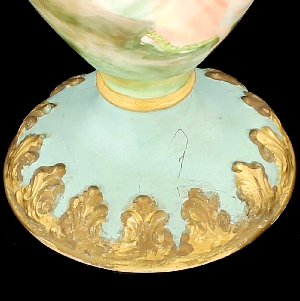 ANTIQUE CAC AMERICAN BELLEEK HAND PAINTED PORTRAIT ANGELS VASES URNS