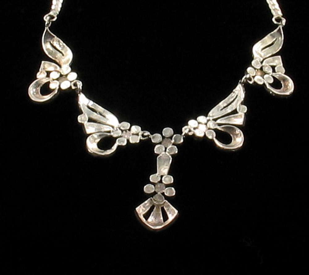 VINTAGE DECO MARCASITE STERLING RHODIUM PLATED SWAG NECKLACE 19" eBay