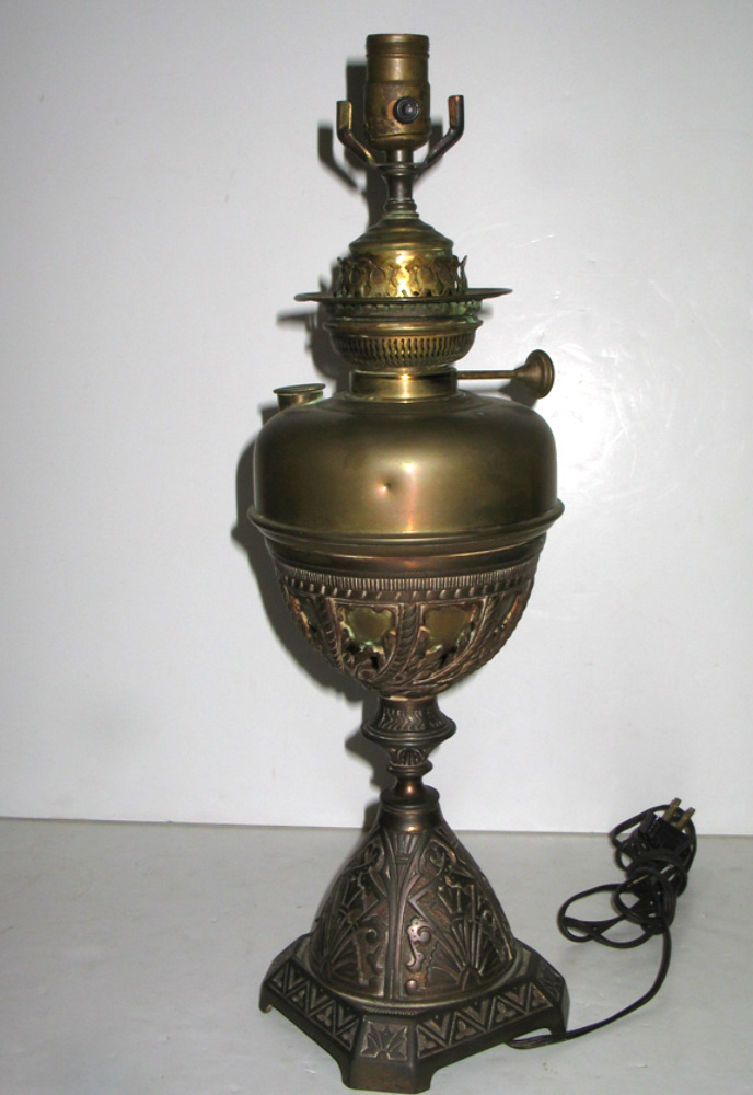 ANTIQUE AESTHETIC PERIOD CAST IRON OIL LAMP CORNBROOK ENGLAND PANEL GREAT DESIGN eBay