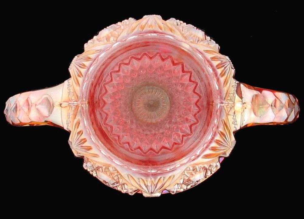 Vintage IMPERIAL RADIUM LUSTRE STAR & FILE MARIGOLD CARNIVAL GLASS OPEN