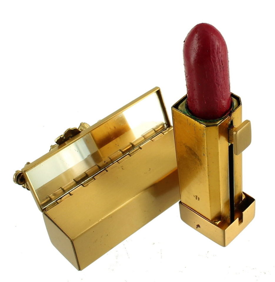 VINTAGE ORIGINAL BY ROBERT MIRROR JEWELED LIPSTICK CASE HOLDER PEARLS