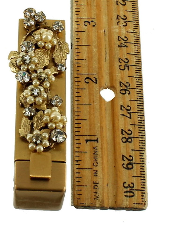 VINTAGE ORIGINAL BY ROBERT MIRROR JEWELED LIPSTICK CASE HOLDER PEARLS