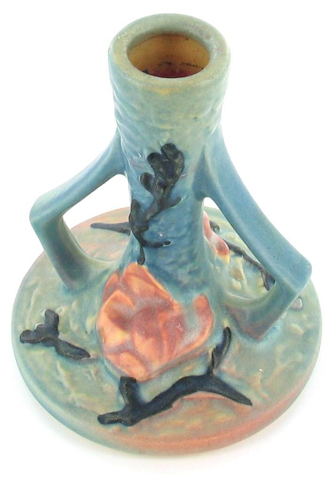 VINTAGE ROSEVILLE POTTERY BLUE MAGNOLIA CANDLESTICKS 1157 eBay