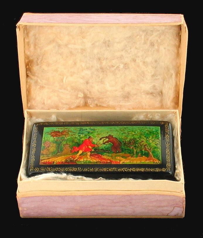 RUSSIAN PAPER MACHE HP LACQUER BOX MSTYERA SCHOOL THE BEAR HUNT FORREST 1980 eBay