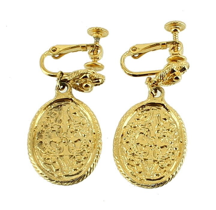 VINTAGE GOLDETTE GUILLOCHE ENAMEL ROSES OVAL SLIDE NECKLACE & EARRINGS