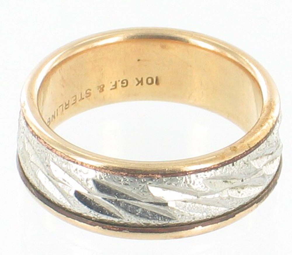 VINTAGE STERLING 10K GOLD FILLED GF ENGRAVED BAND RING SZ 5.5 UNCAS eBay