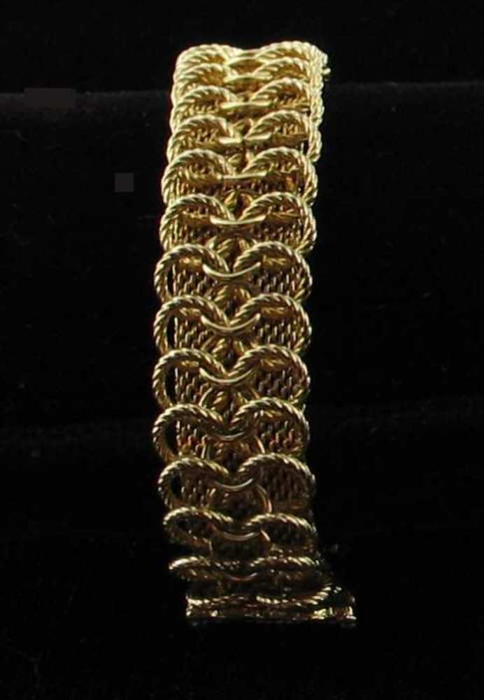 VINTAGE GOLDETTE MESH ROPE TWISTED LOOP GOLD FINISH CHAIN BRACELET 5/8" W NICE eBay