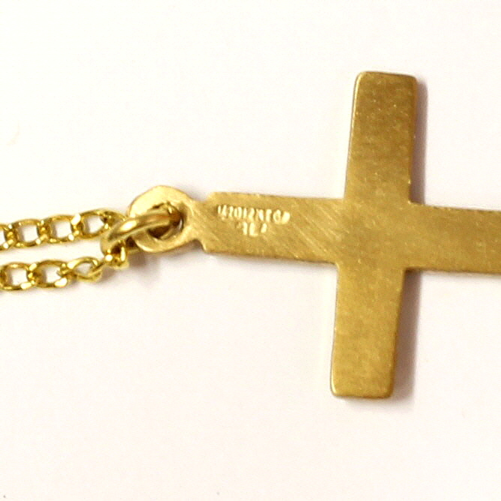 VINTAGE 12K GF GOLD FILLED ENGRAVED CROSS PENDANT NECKLACE