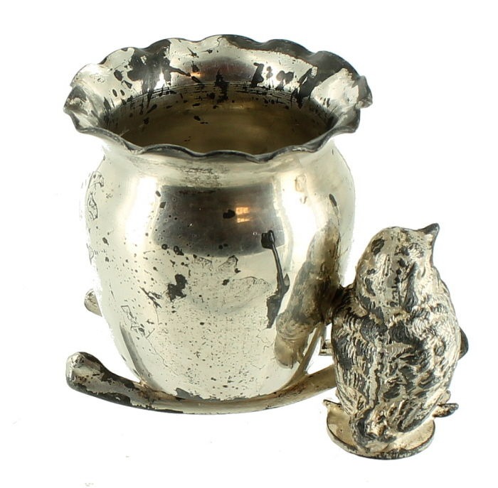 ANTIQUE FIGURAL DERBY SILVER PLATE BEST WISHES CHICK WISHBONE TOOTHPICK