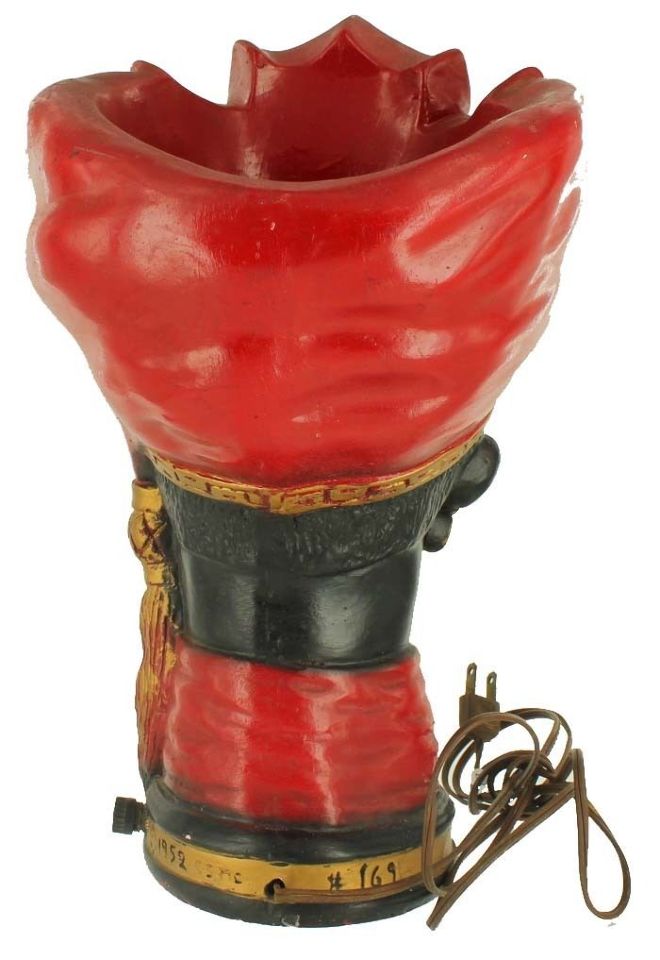 VINTAGE BLACKAMOOR TURBAN NUBIAN MID CENTURY GENIE CHALKWARE MOOD TABLE