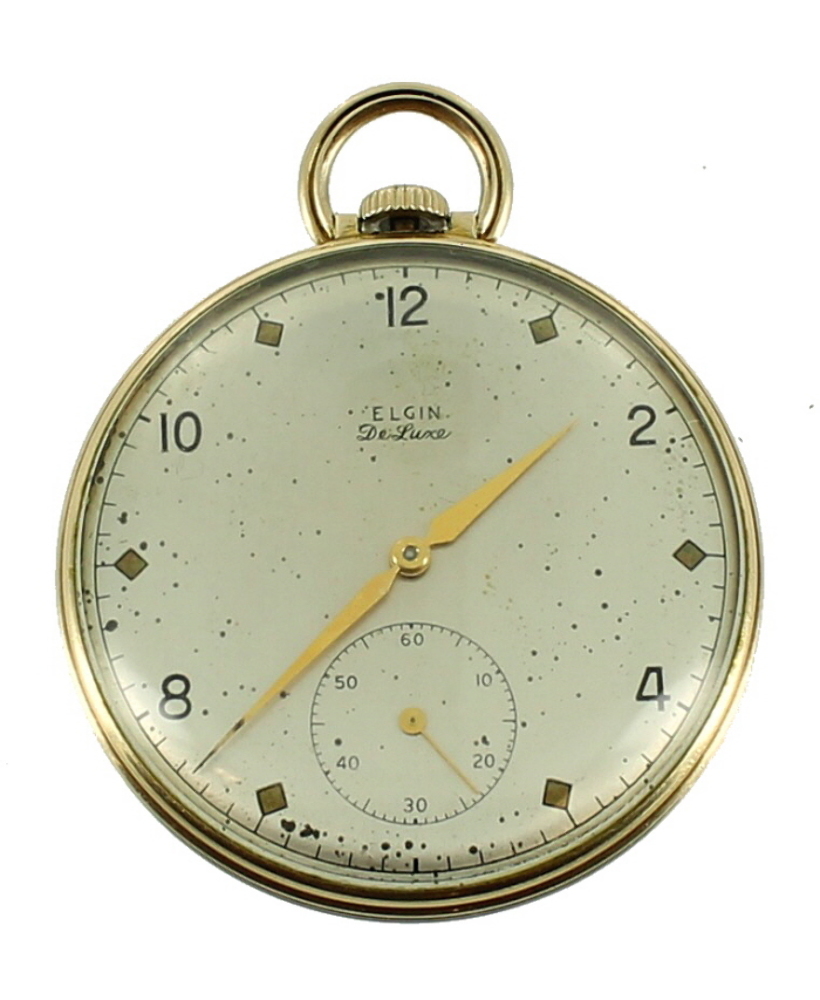 ANTIQUE ELGIN DELUX 10K GF GOLD FILLED WADSWORTH OPEN FACE POCKET WATCH