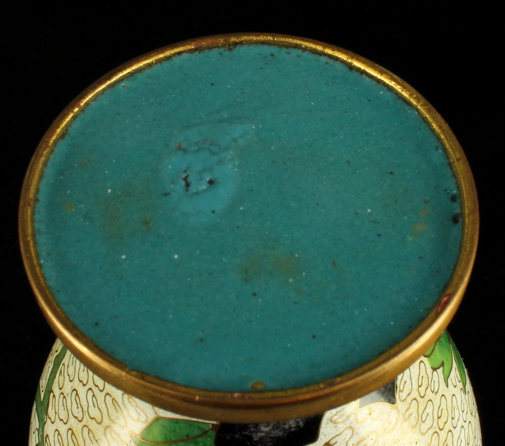 ANTIQUE CHINESE 1920'S CLOISONNE VASE VASES PAIR PEONES BIRDS