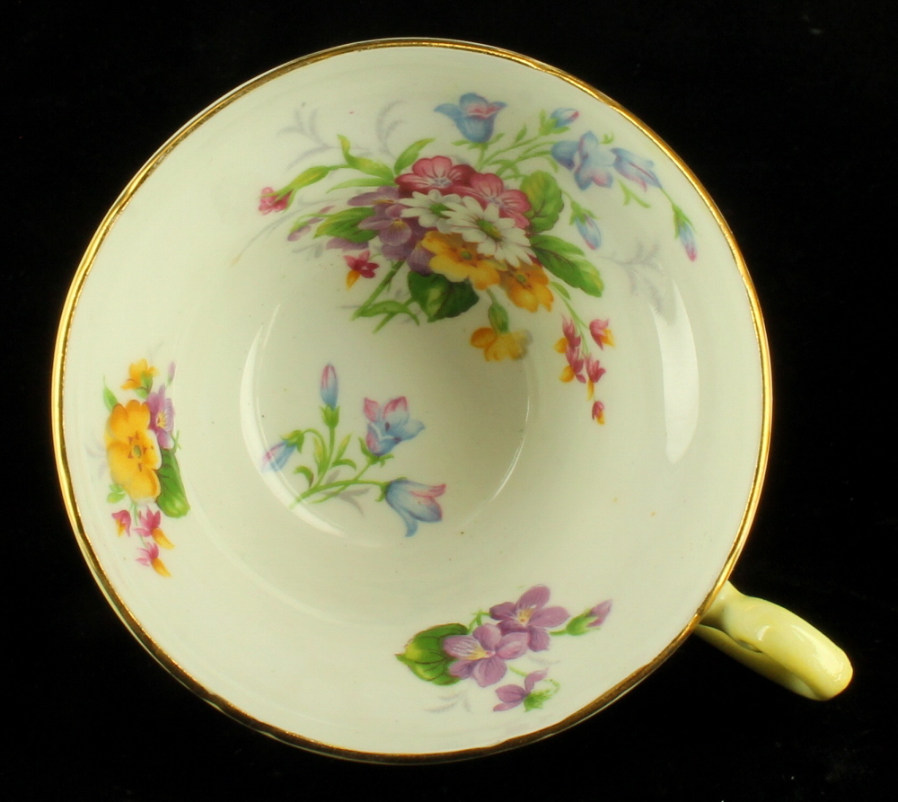 VINTAGE EB FOLEY BONE CHINA CUP & SAUCER SET YELLOW & WHITE MIXED