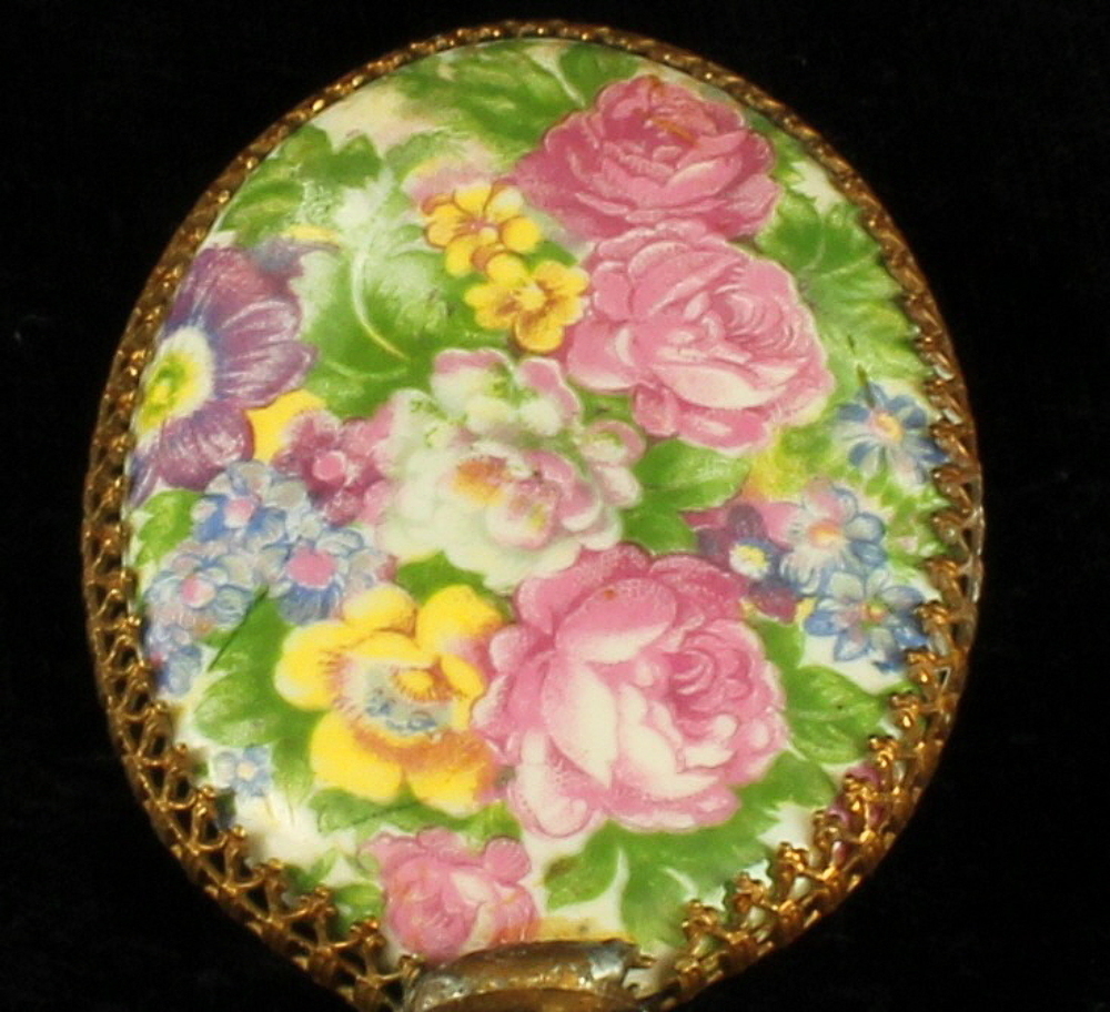 ANTIQUE FRENCH CHINTZ PORCELAIN STAIRWAY NEWEL POST LAMP