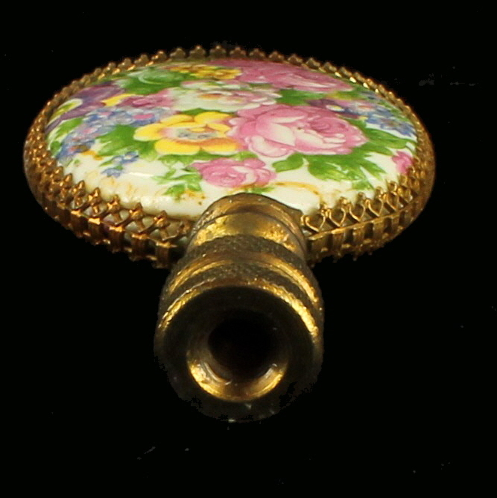 ANTIQUE FRENCH CHINTZ PORCELAIN STAIRWAY NEWEL POST LAMP