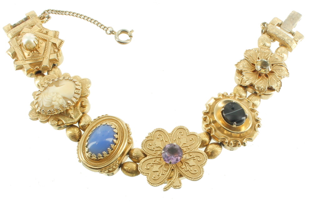 RARE VINTAGE KARU ARKE GEMS SLIDE BRACELET AMETHYST CITRINE BLUE