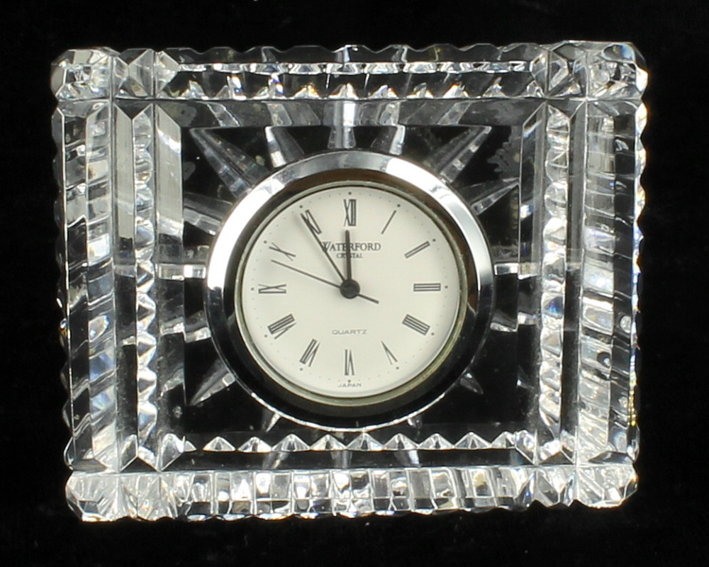 Waterford Crystal Square Desk or Mantle Clock Working NEW BATTERY