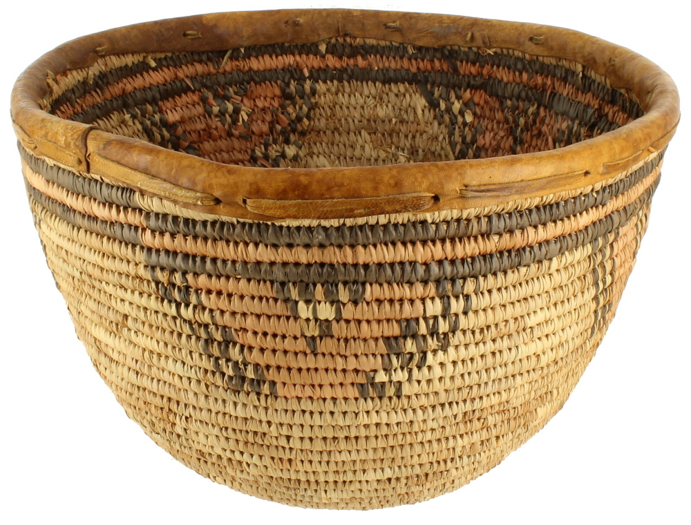 VINTAGE NIGERIAN COILED HAUSA BASKET BOWL NIGERIA TRIBAL BIG HAND