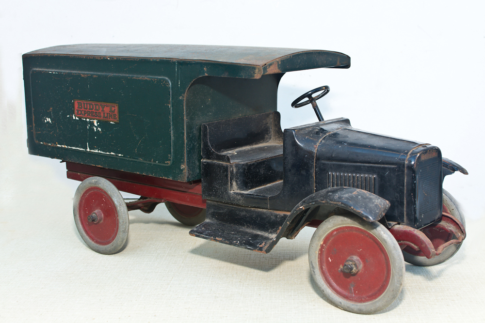 ANTIQUE RARE BUDDY L EXPRESS LINE MOVING TRUCK VAN PRESSED STEEL 1920s