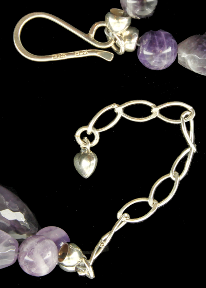 VINTAGE JAY KING MINE FINDS DTR STERLING CARVED AMETHYST 2 STRAND