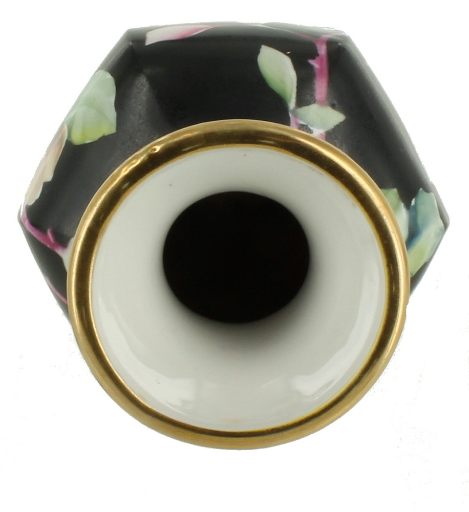 RARE ANTIQUE ART DECO NIPPON HAND PAINTED VASE MORIMURA BROS PINK ROSES BLACK eBay