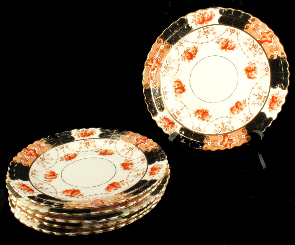 Antique Rare Royal Albert Crown China 5 Pc Dessert Plate Set Unusual