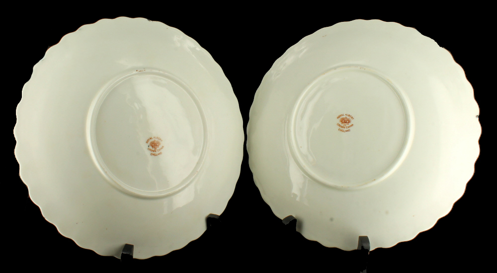 Antique Pair Rare Royal Albert Crown China Dinner Plates Unusual
