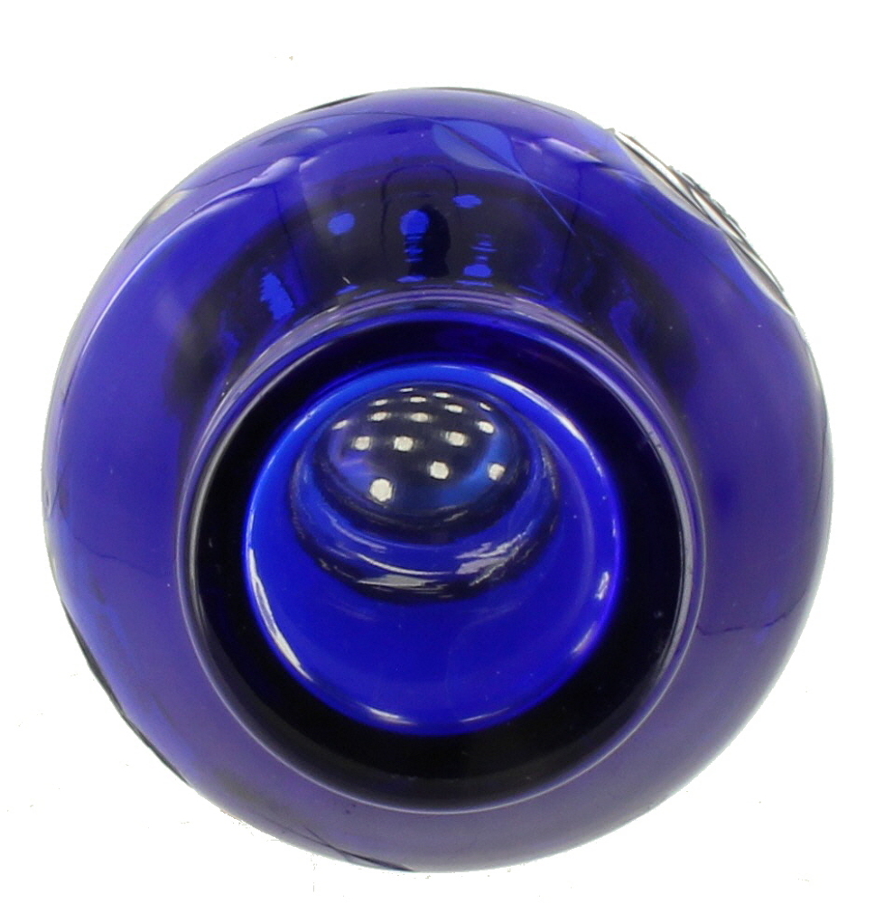 Antique Cobalt Blue Elegant Glass Sugar Sifter Shaker Etched Flower