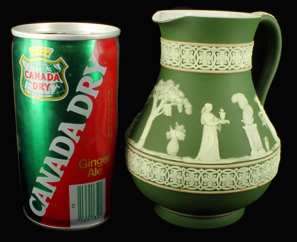 ANTIQUE WEDGWOOD JASPERWARE JUG PITCHER SAGE GREEN NEOCLASSICAL DESIGN