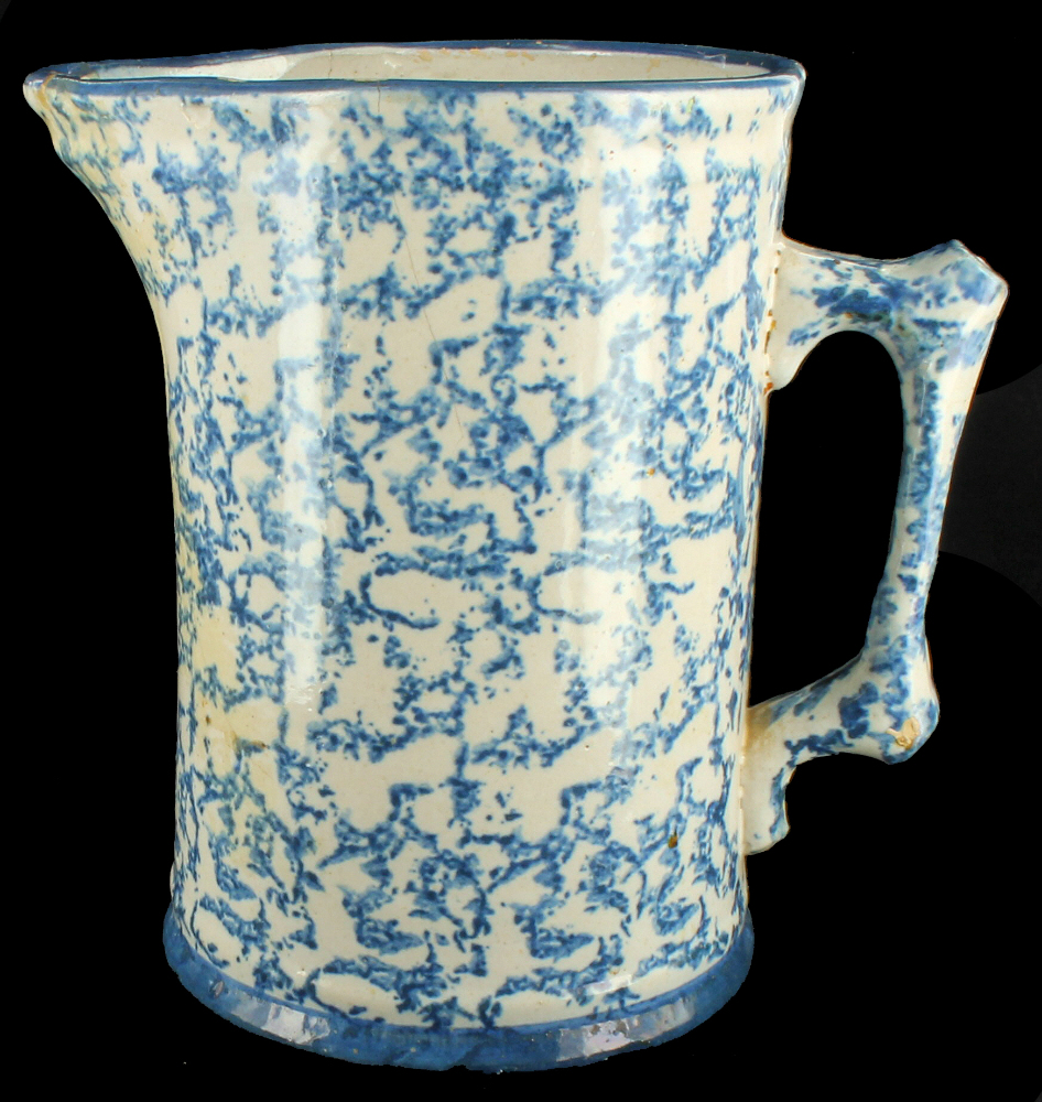 Antique Victorian Stoneware Pitcher Crock Spongeware Spatterware