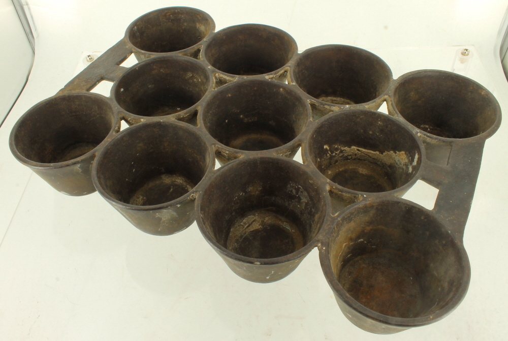 Antique Cast Iron Popover Muffin Pan Baking Cooking Mold Heavy Marked