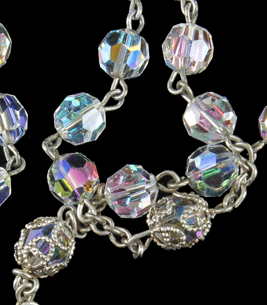 Rare Vintage Sterling AB Aurora Borealis Best Swarovski Crystal Rosary