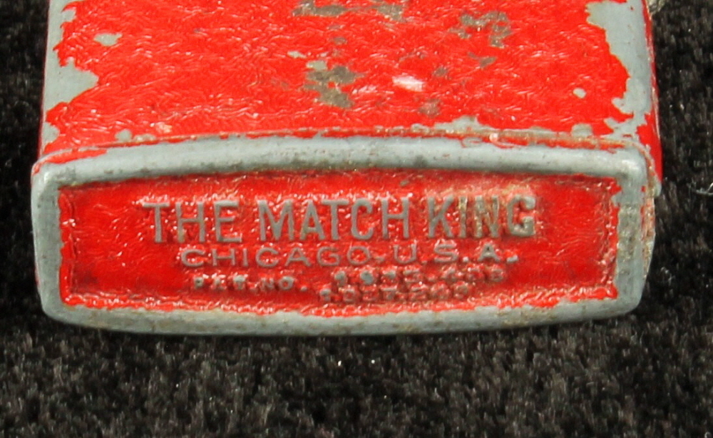 Vintage The Match King Flint Strike Lighter Red Metal Polo Player