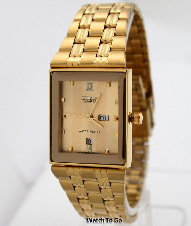 NEW CITIZEN BATTERY QUARTZ WATCH for MEN * GOLD * White Gift Box * SALE