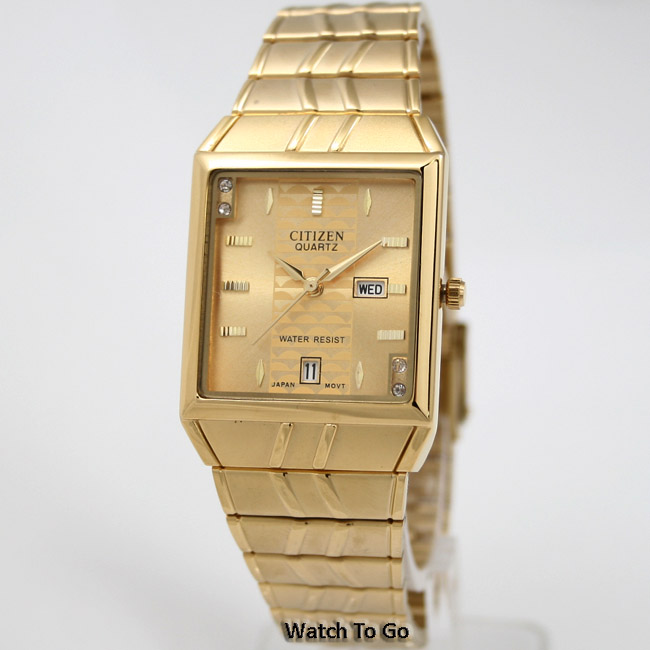 NEW CITIZEN BATTERY QUARTZ WATCH for Men * Gold Tone * White Gift Box